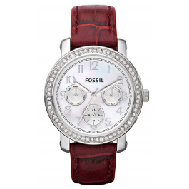 Bracelet de montre Fossil ES2981 Cuir Rouge 18mm
